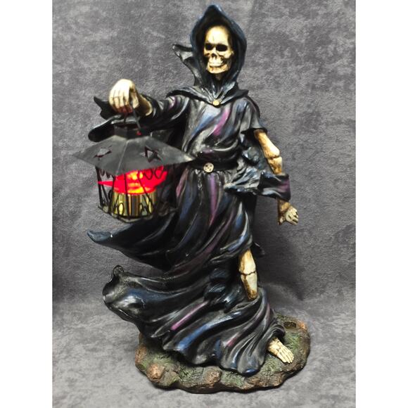 DWK Gothic Grim Reaper Holding Tealight Candle Lantern Statue Removable Scythe - Picture 3 of 14